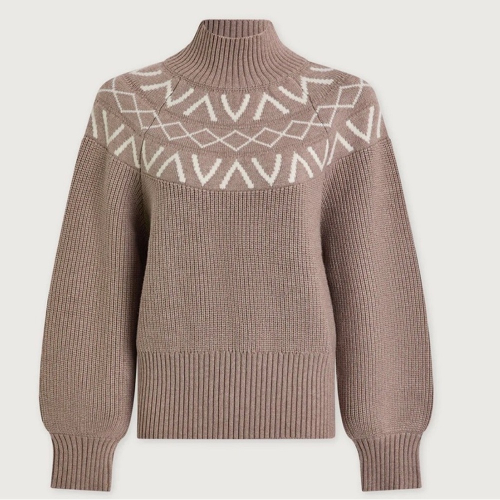 NEW Varley Marcie Fair Isle Mock Neck Sweater